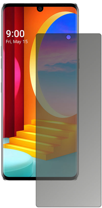 LGVelvet 4G mit aufgebrachtem dipos Displayschutz, der seitliche Einblicke blockiert