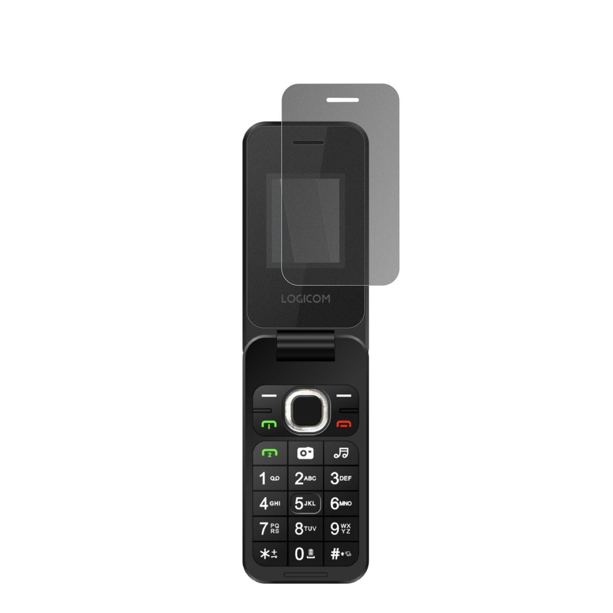 LogicomFleep 460 mit aufgebrachtem dipos Displayschutz, der seitliche Einblicke blockiert