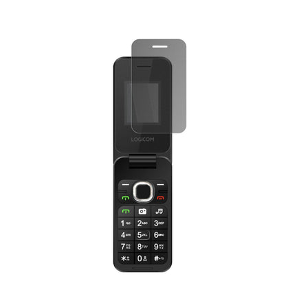 LogicomFleep 460 mit aufgebrachtem dipos Displayschutz, der seitliche Einblicke blockiert