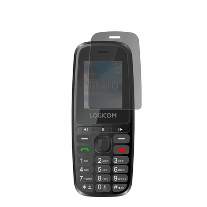 LogicomP197e mit aufgebrachtem dipos Displayschutz, der seitliche Einblicke blockiert