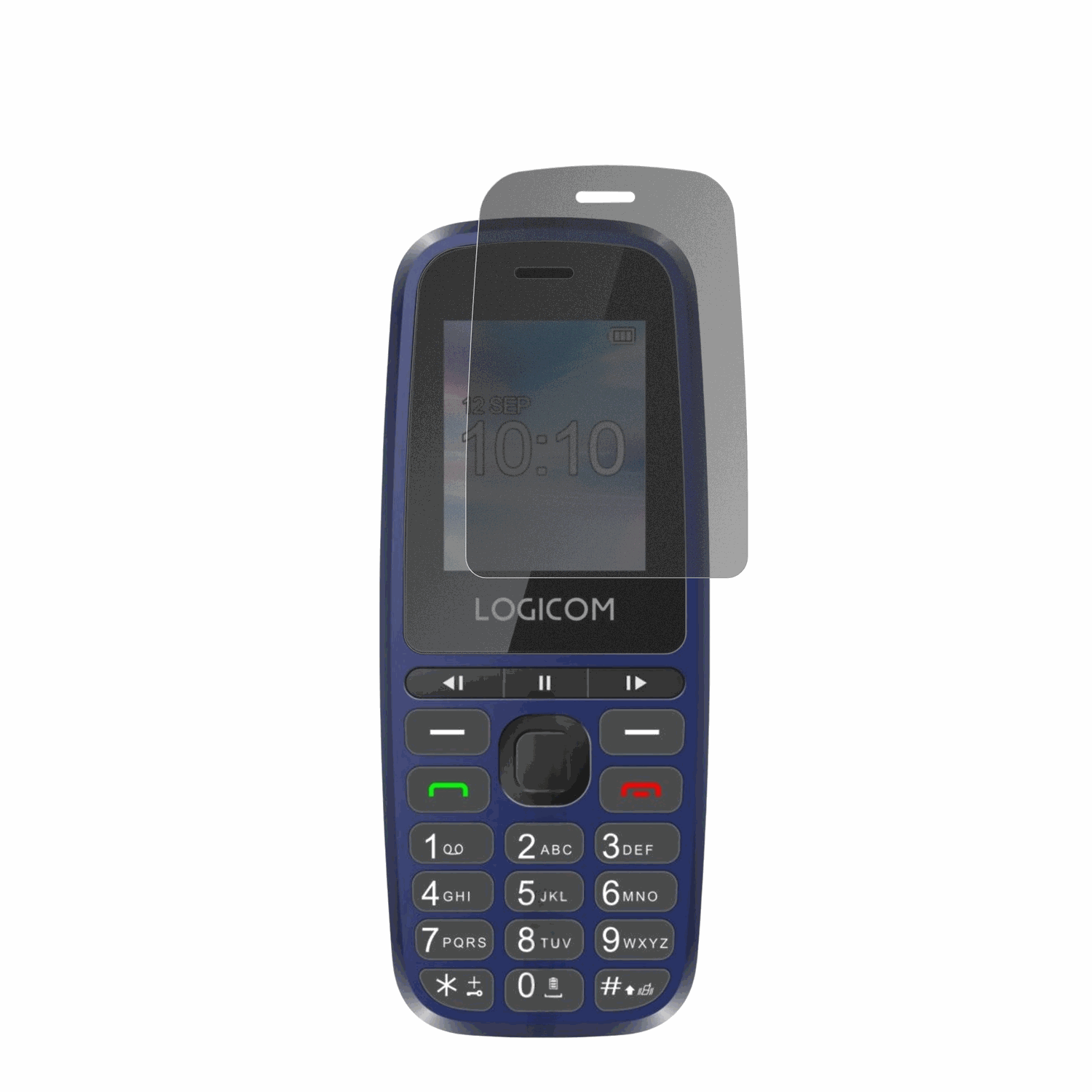 LogicomP199e mit aufgebrachtem dipos Displayschutz, der seitliche Einblicke blockiert