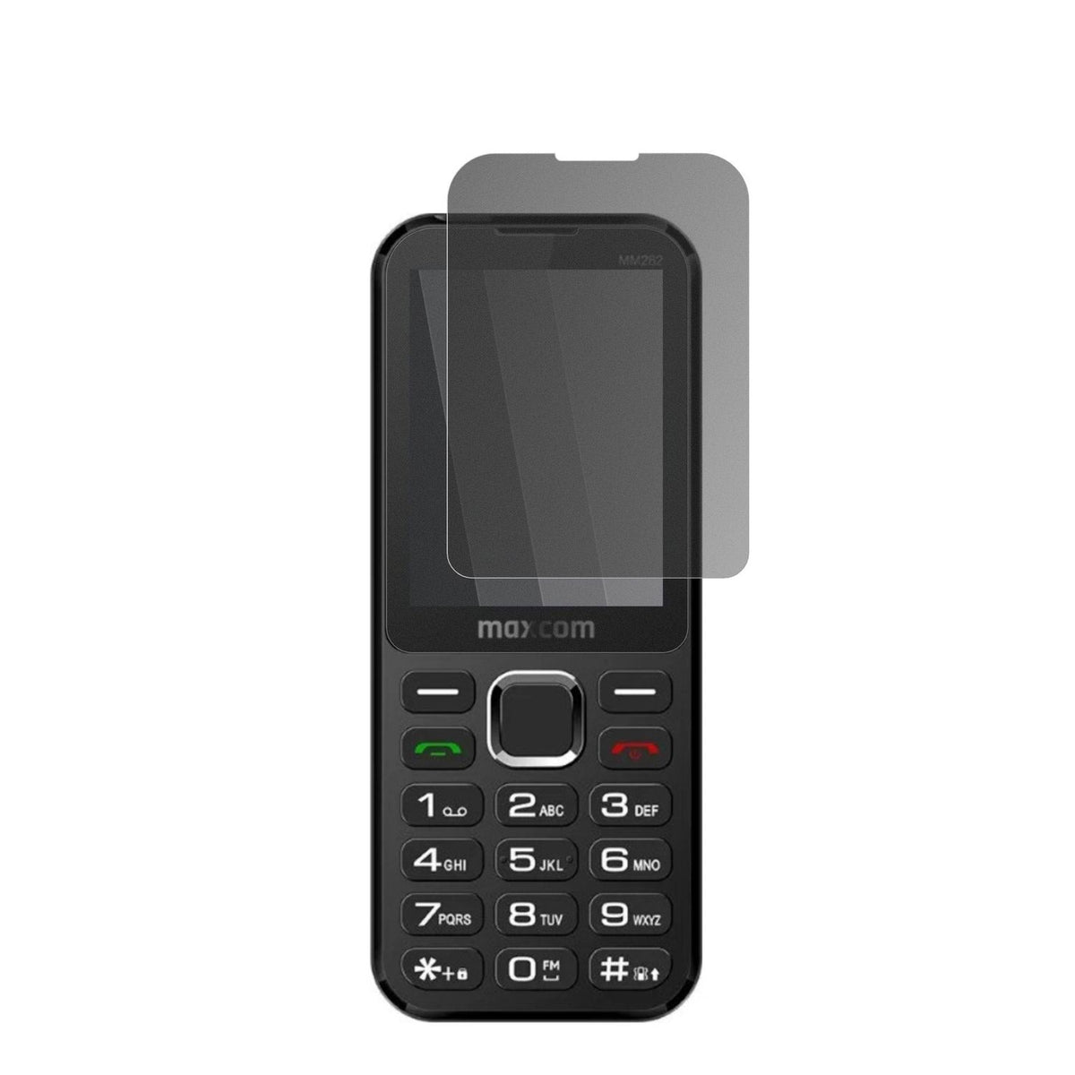 MaxComClassic MM282 4G mit aufgebrachtem dipos Displayschutz, der seitliche Einblicke blockiert