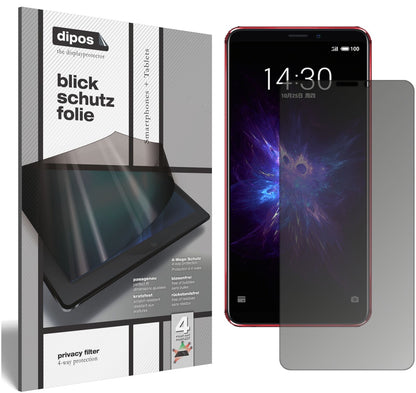 MeizuNote 8 mit aufgebrachtem dipos Displayschutz, der seitliche Einblicke blockiert