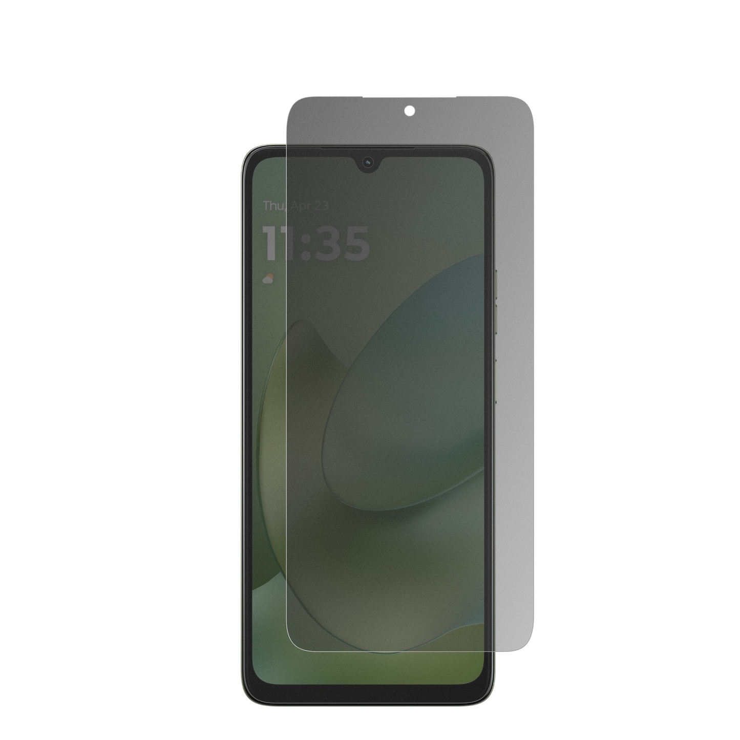MotorolaMoto G06 mit aufgebrachtem dipos Displayschutz, der seitliche Einblicke blockiert