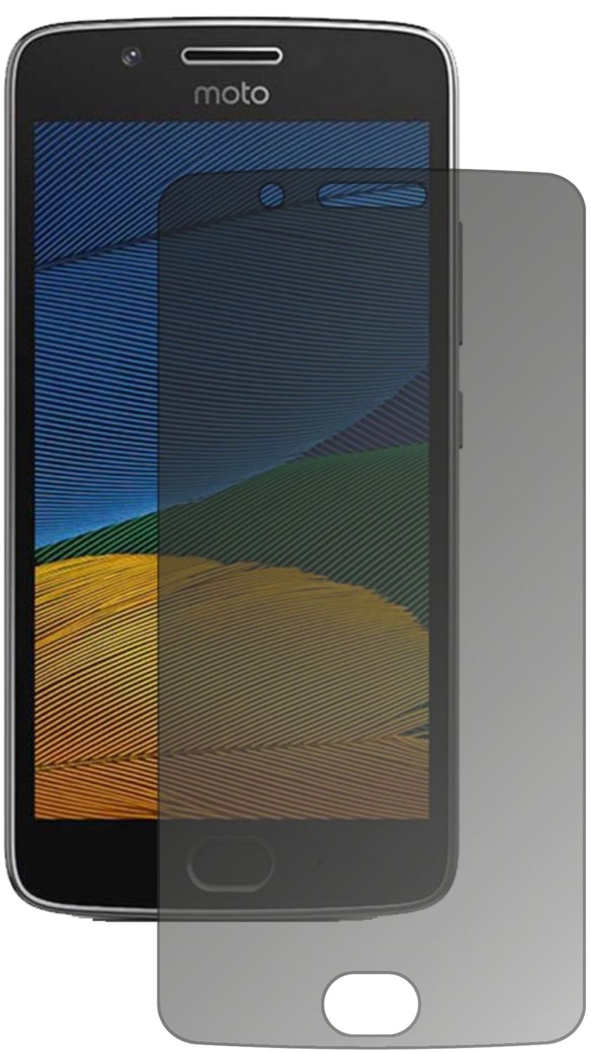 MotorolaMoto G5 mit aufgebrachtem dipos Displayschutz, der seitliche Einblicke blockiert