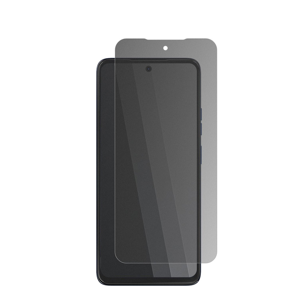 MotorolaMoto G77 Power mit aufgebrachtem dipos Displayschutz, der seitliche Einblicke blockiert