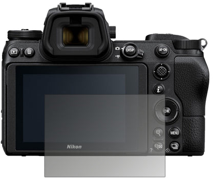 NikonZ6 mit aufgebrachtem dipos Displayschutz, der seitliche Einblicke blockiert