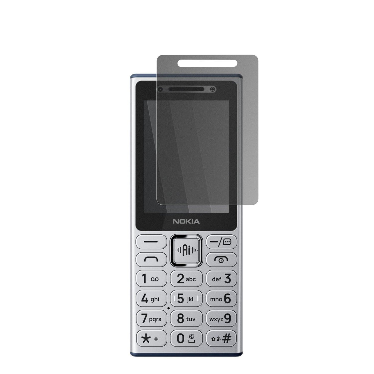 Nokia210 4G mit aufgebrachtem dipos Displayschutz, der seitliche Einblicke blockiert