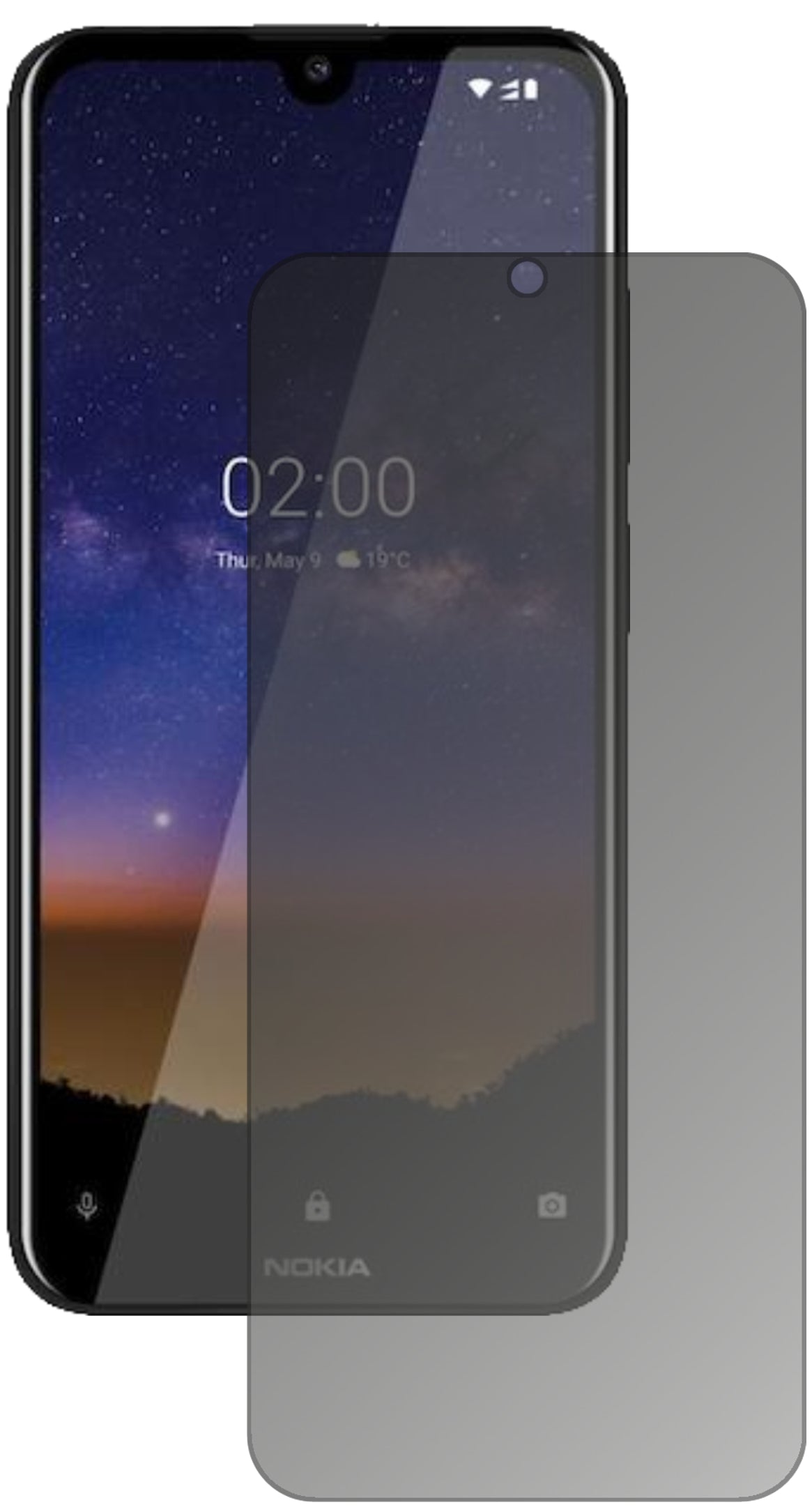 Nokia46055 mit aufgebrachtem dipos Displayschutz, der seitliche Einblicke blockiert