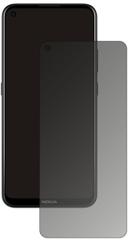 Nokia46117 mit aufgebrachtem dipos Displayschutz, der seitliche Einblicke blockiert