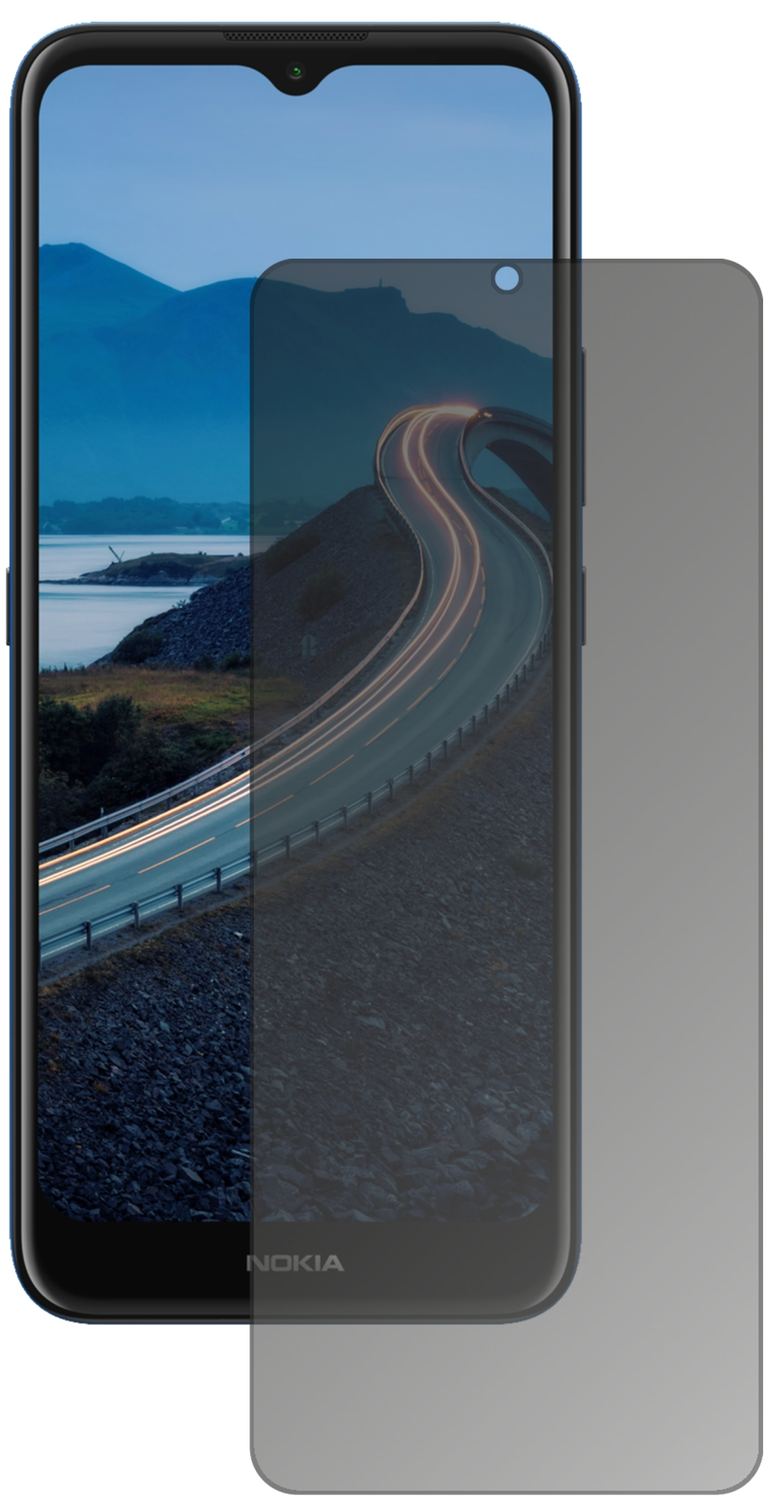 NokiaC5 Endi mit aufgebrachtem dipos Displayschutz, der seitliche Einblicke blockiert
