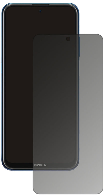 NokiaX20 mit aufgebrachtem dipos Displayschutz, der seitliche Einblicke blockiert