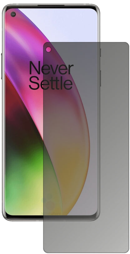 OnePlus8 mit aufgebrachtem dipos Displayschutz, der seitliche Einblicke blockiert