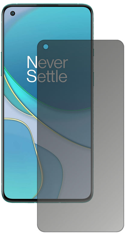 OnePlus8T mit aufgebrachtem dipos Displayschutz, der seitliche Einblicke blockiert
