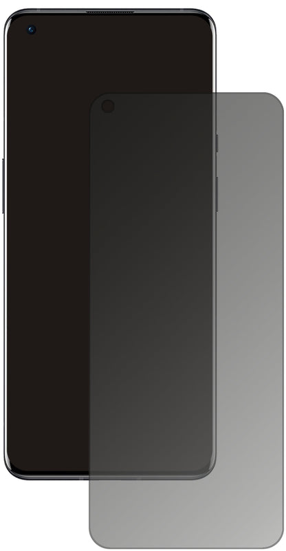 OnePlus9 mit aufgebrachtem dipos Displayschutz, der seitliche Einblicke blockiert