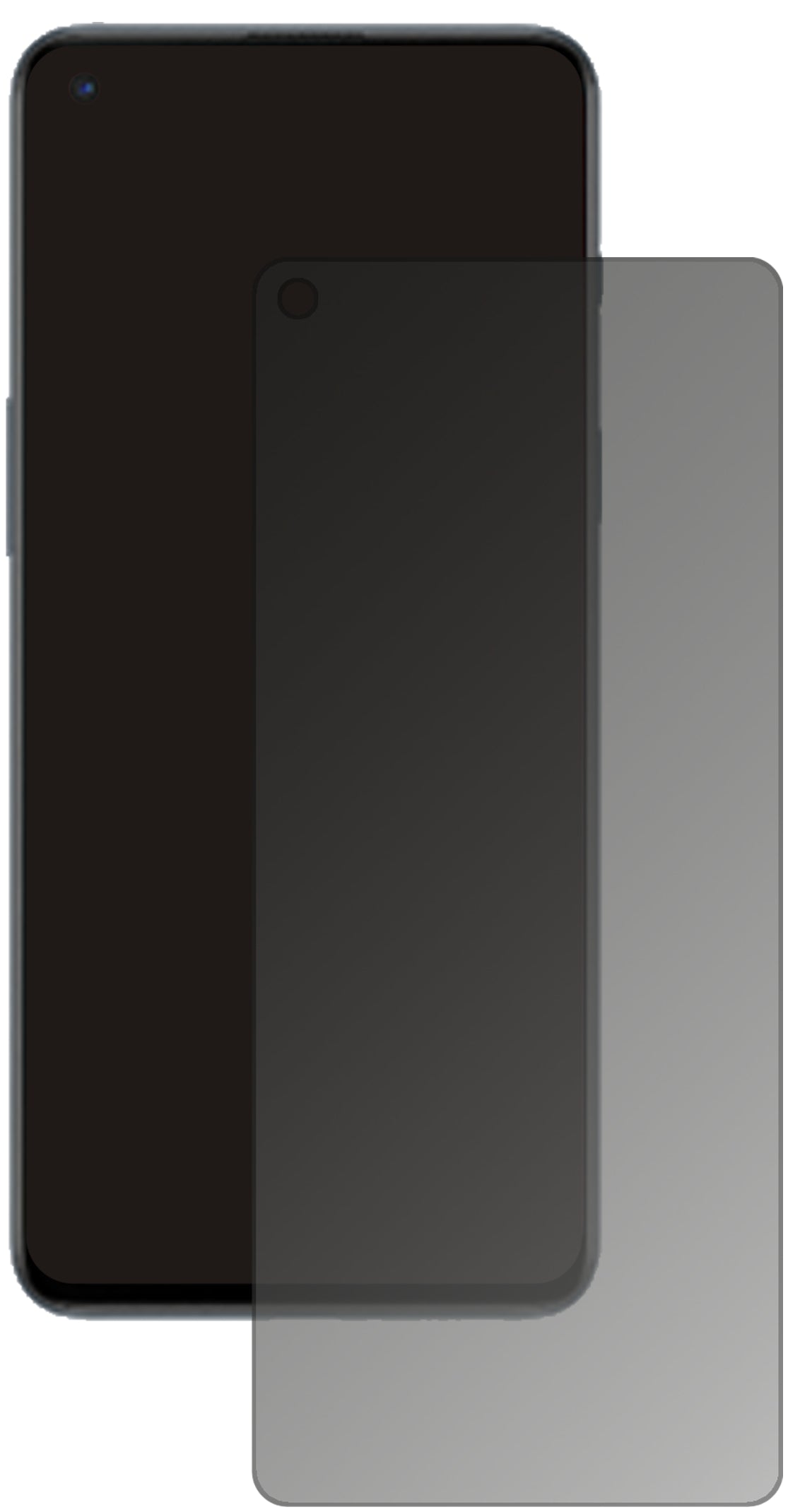 OnePlusNord 2 mit aufgebrachtem dipos Displayschutz, der seitliche Einblicke blockiert