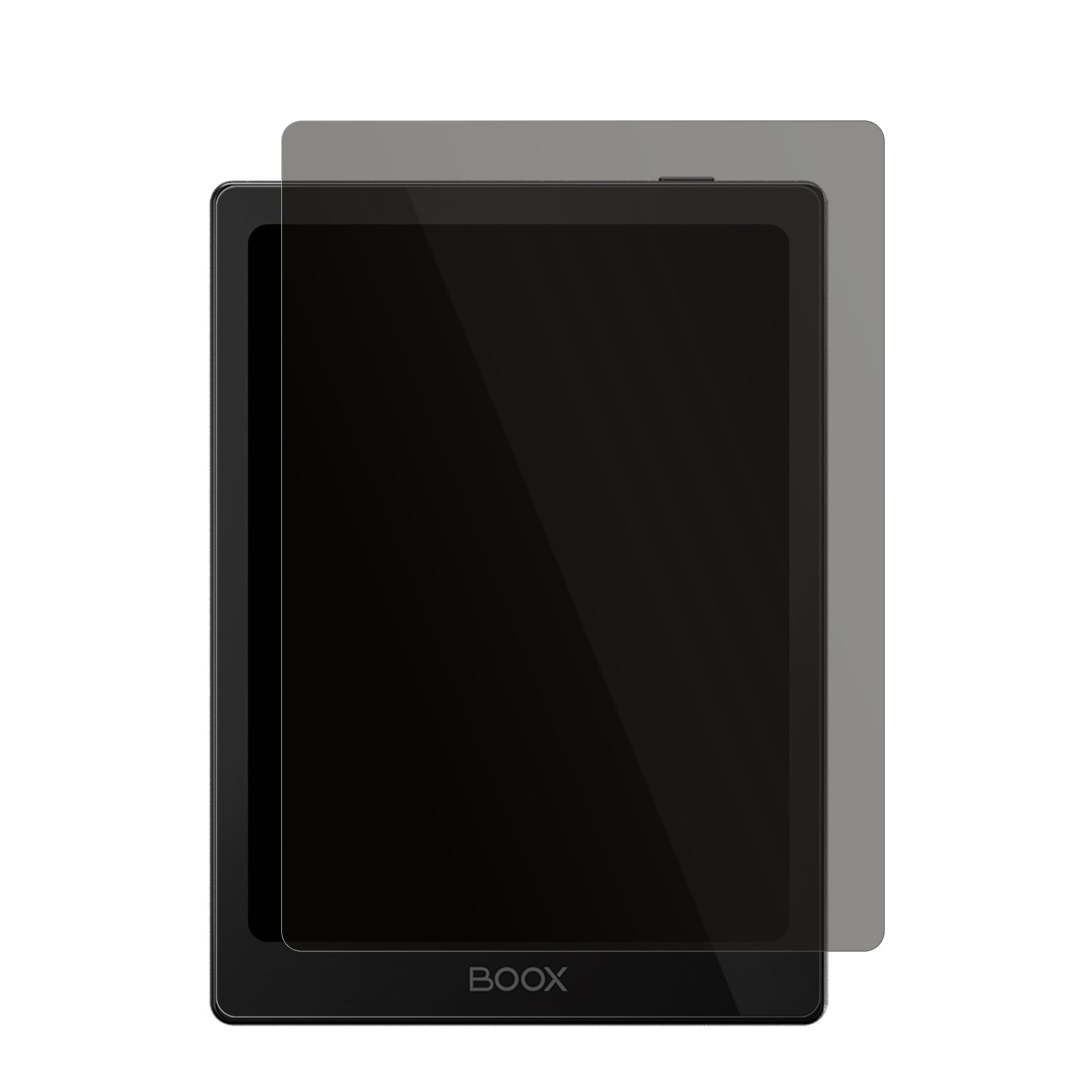 OnyxBoox Go 6 mit aufgebrachtem dipos Displayschutz, der seitliche Einblicke blockiert