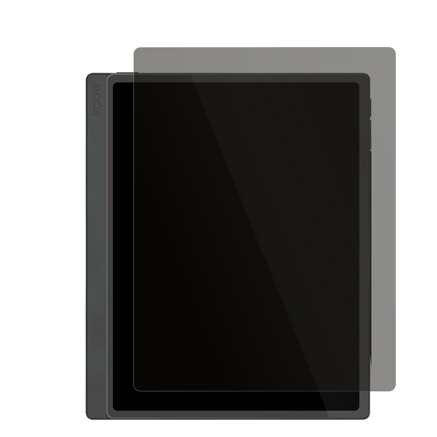 OnyxBoox Tab Ultra C Pro mit aufgebrachtem dipos Displayschutz, der seitliche Einblicke blockiert