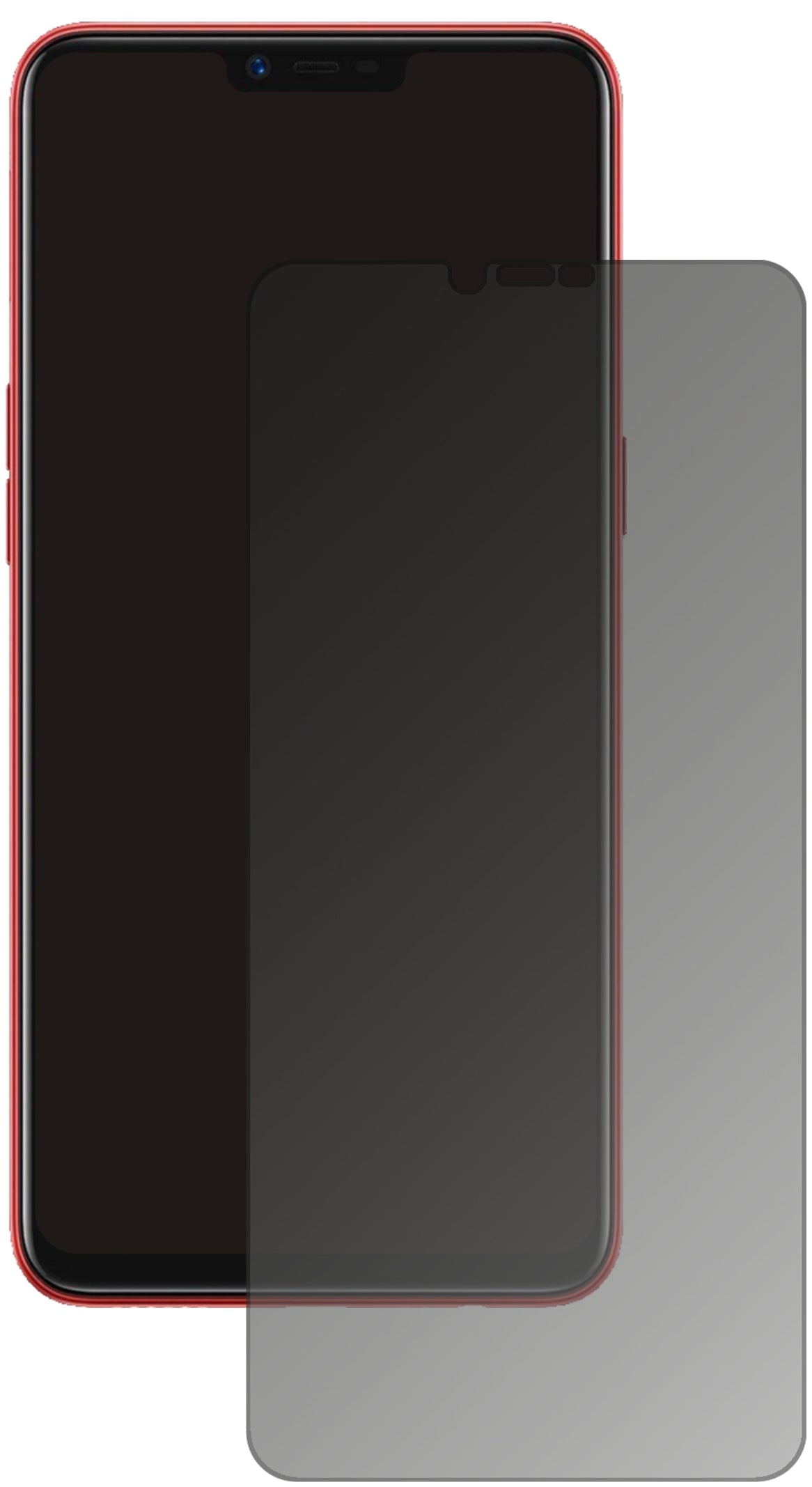 OPPOA3S mit aufgebrachtem dipos Displayschutz, der seitliche Einblicke blockiert