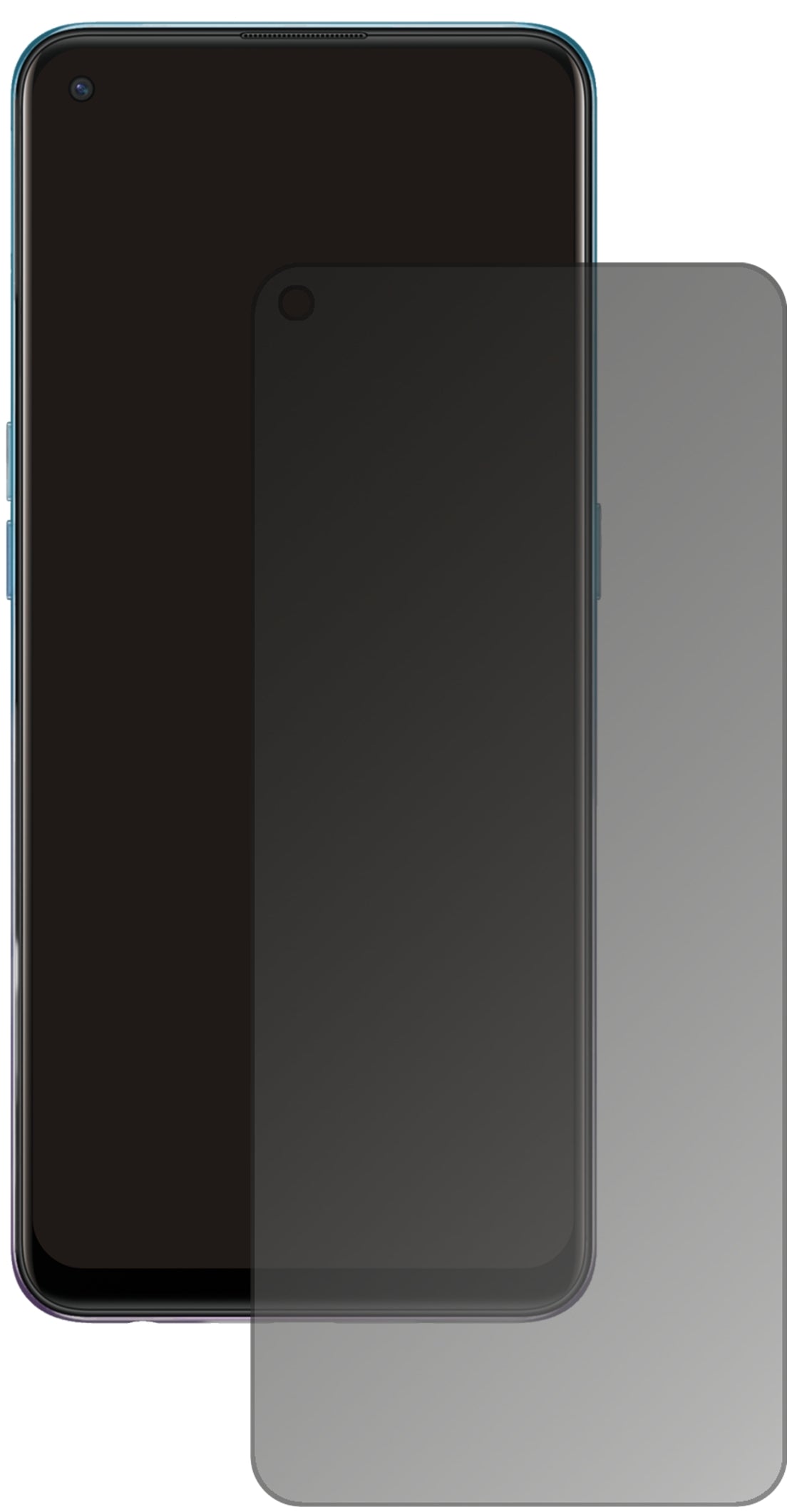 OppoA94 5G mit aufgebrachtem dipos Displayschutz, der seitliche Einblicke blockiert