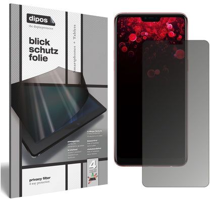OppoF7 mit aufgebrachtem dipos Displayschutz, der seitliche Einblicke blockiert