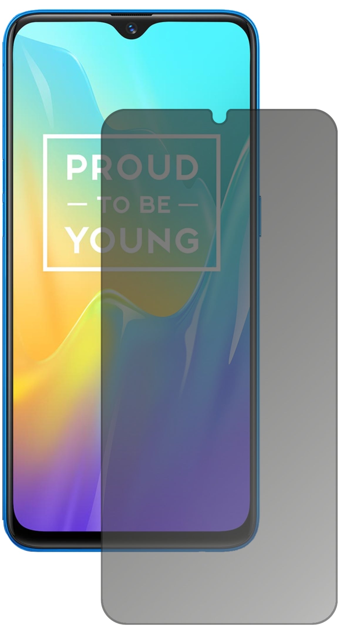 OppoRealme U1 mit aufgebrachtem dipos Displayschutz, der seitliche Einblicke blockiert