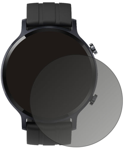 OppoRealme Watch S mit aufgebrachtem dipos Displayschutz, der seitliche Einblicke blockiert
