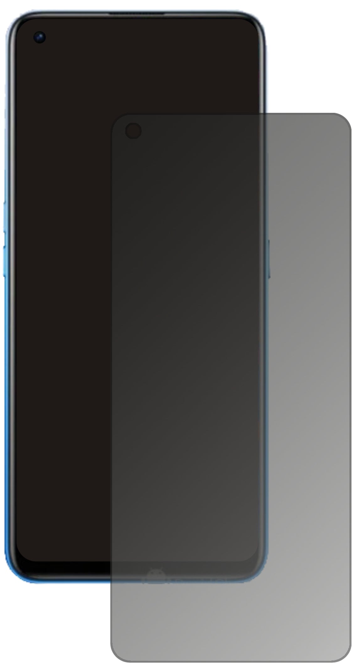 OppoRealme X7 Pro 5G mit aufgebrachtem dipos Displayschutz, der seitliche Einblicke blockiert