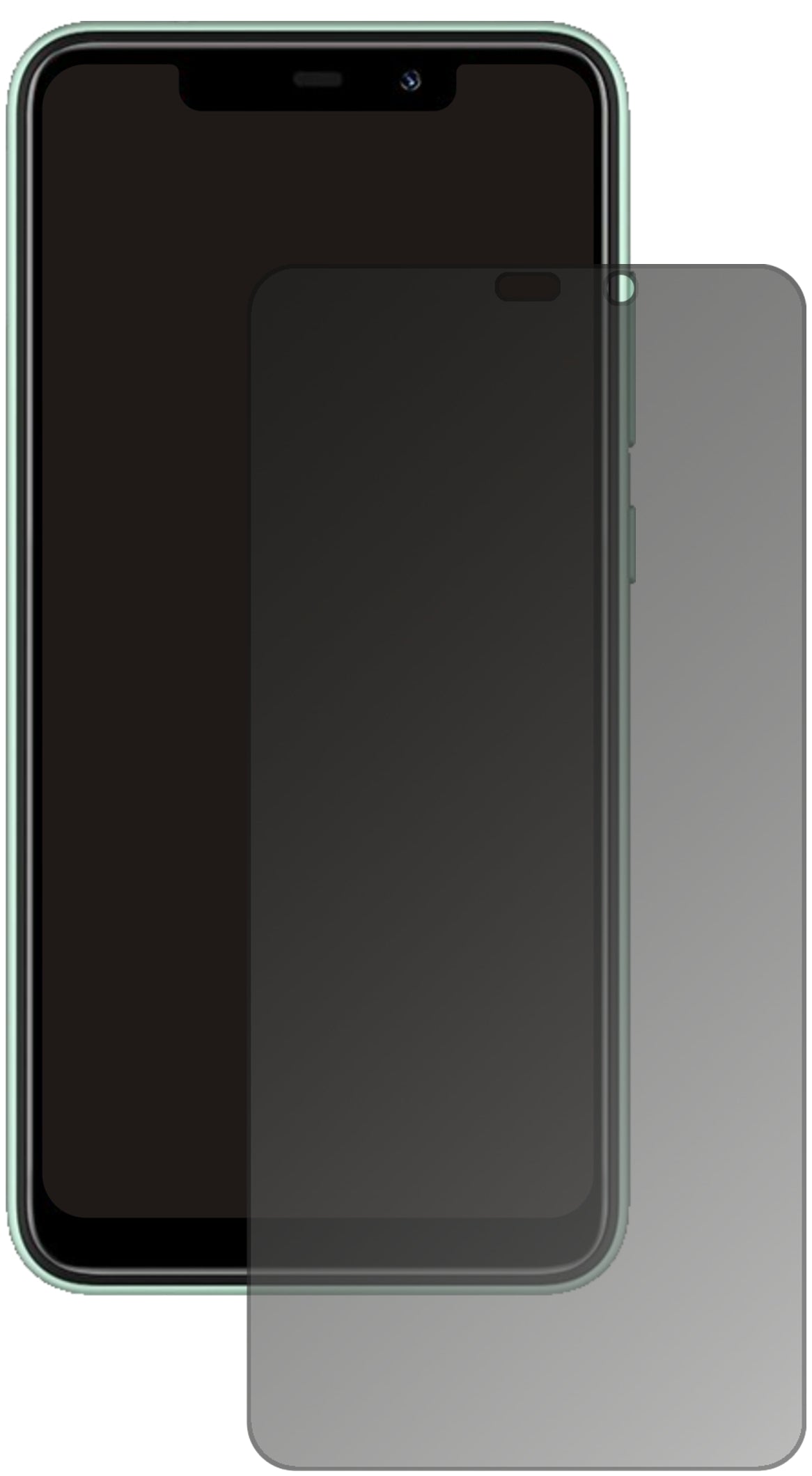 OukitelC22 mit aufgebrachtem dipos Displayschutz, der seitliche Einblicke blockiert