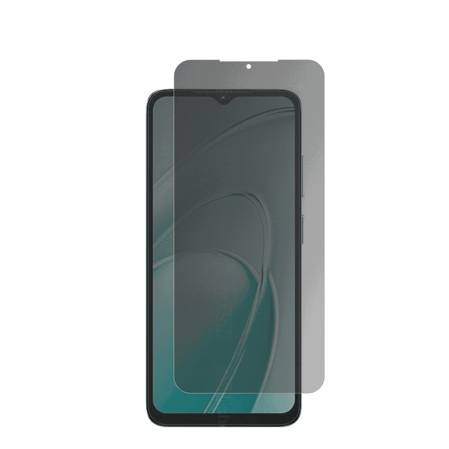 OukitelC7 mit aufgebrachtem dipos Displayschutz, der seitliche Einblicke blockiert