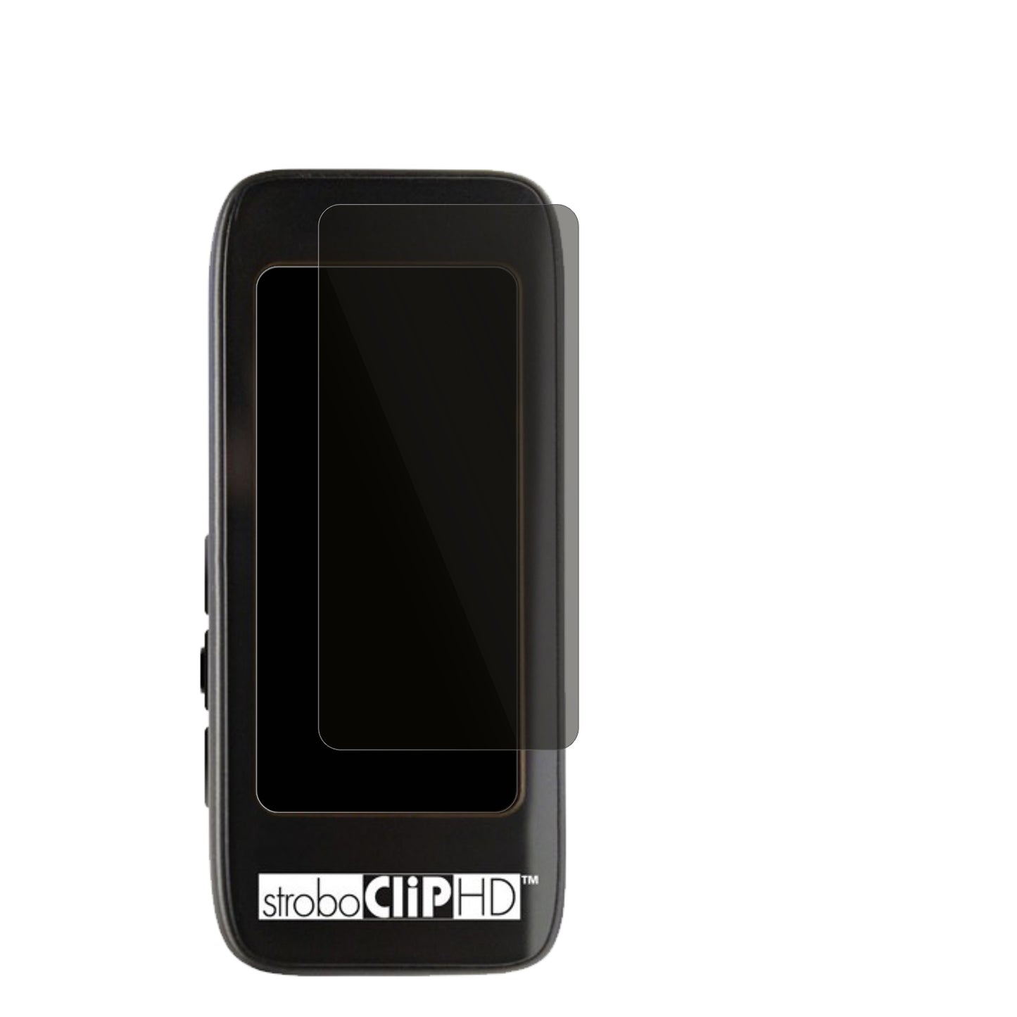 PetersonStroboClip HD mit aufgebrachtem dipos Displayschutz, der seitliche Einblicke blockiert