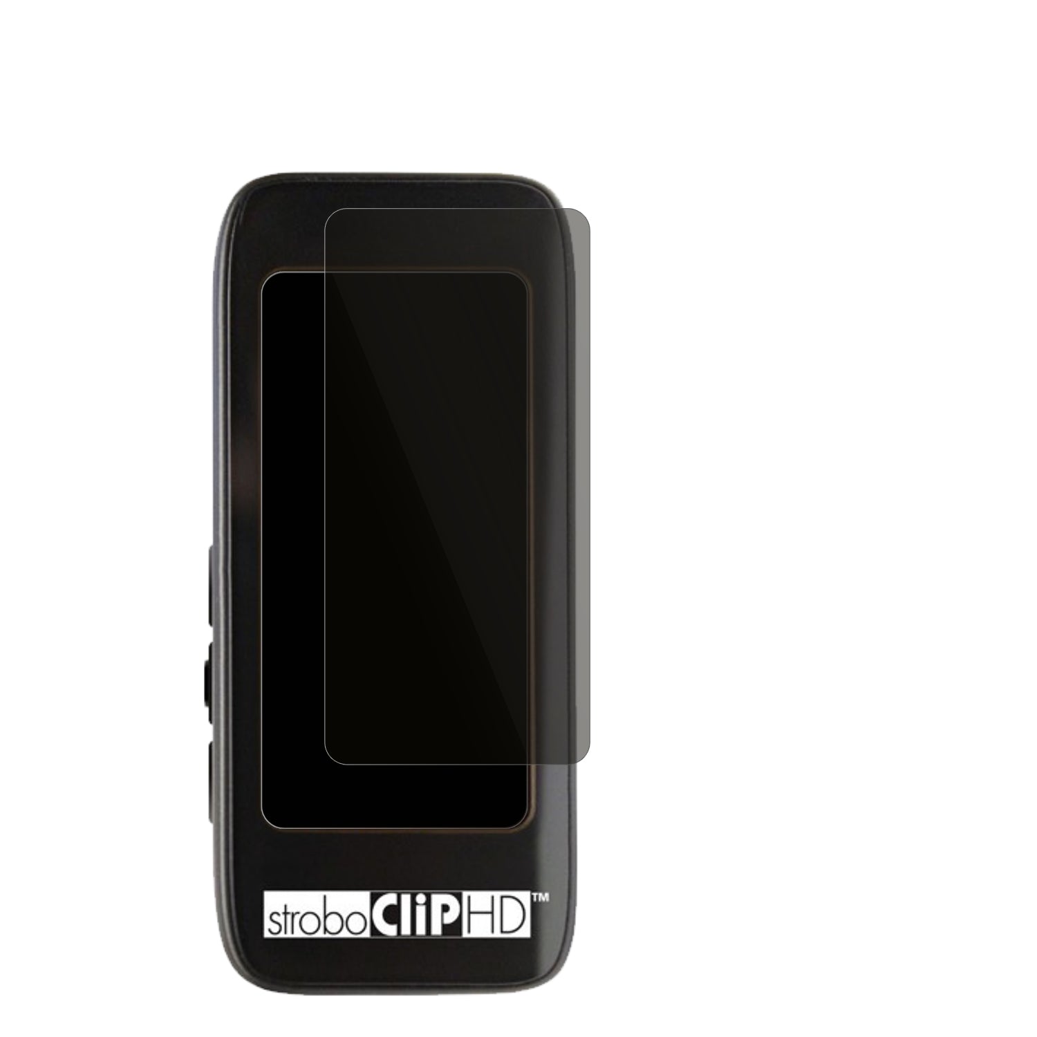 PetersonStroboClip HD mit aufgebrachtem dipos Displayschutz, der seitliche Einblicke blockiert