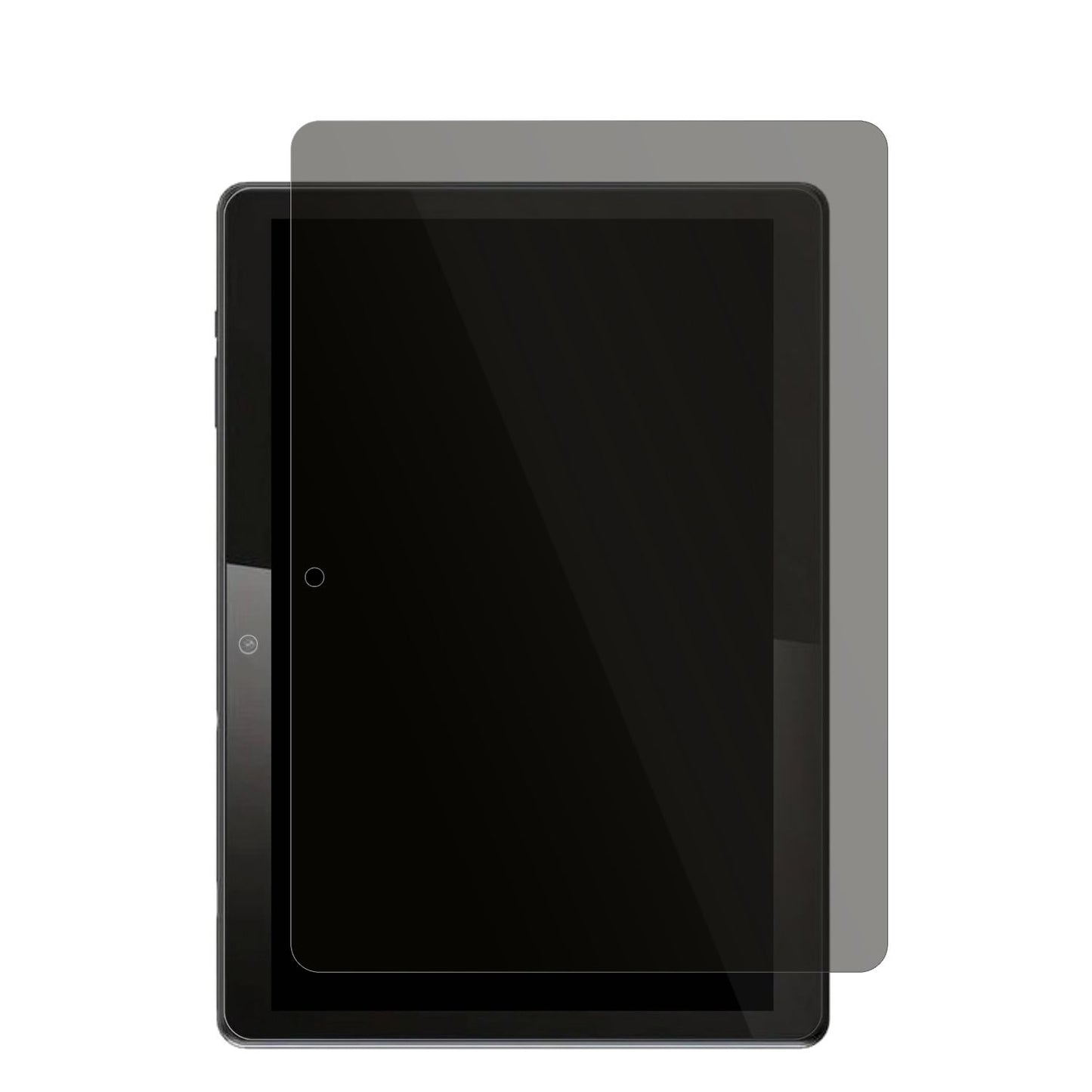 QDDQTablet mit aufgebrachtem dipos Displayschutz, der seitliche Einblicke blockiert