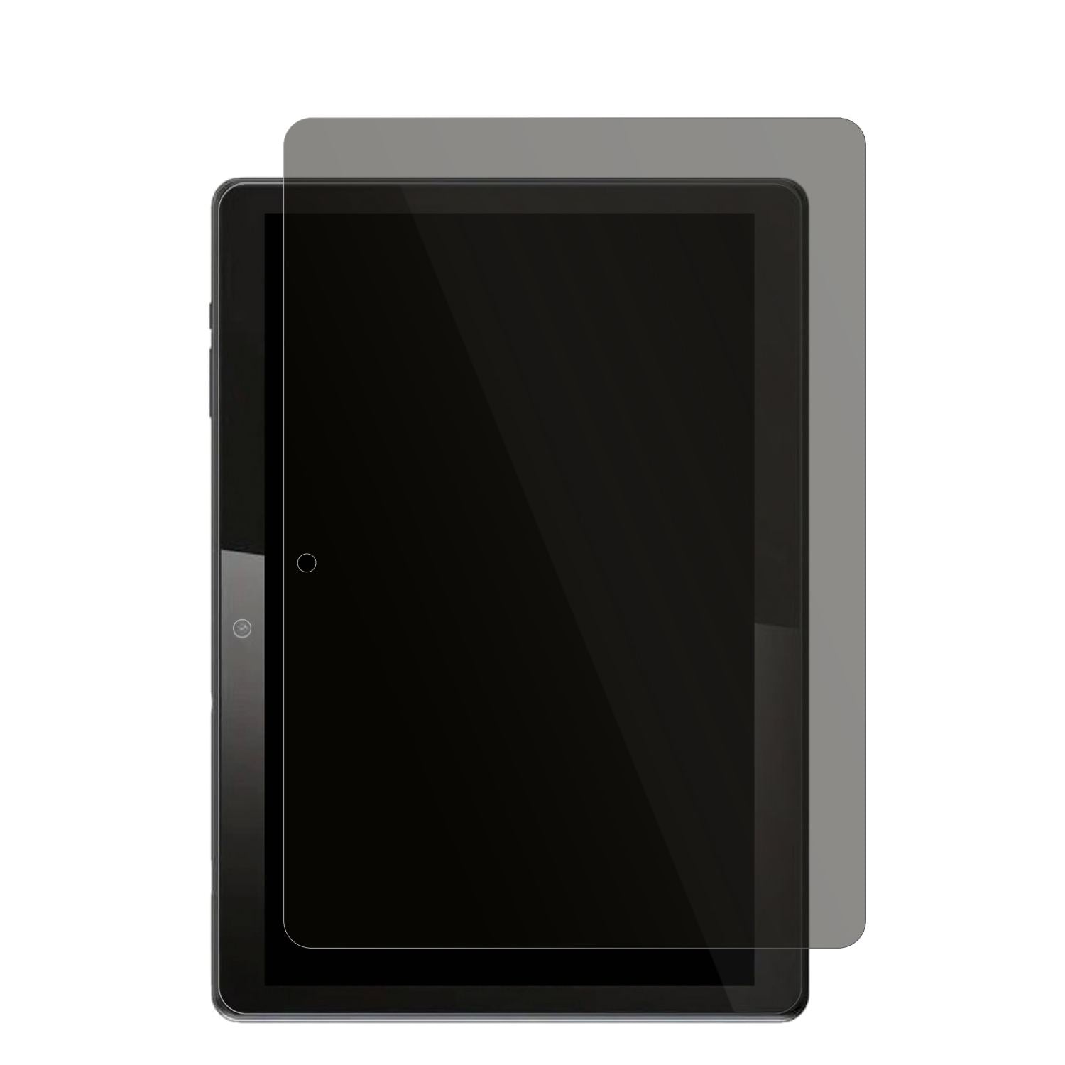 QDDQTablet mit aufgebrachtem dipos Displayschutz, der seitliche Einblicke blockiert