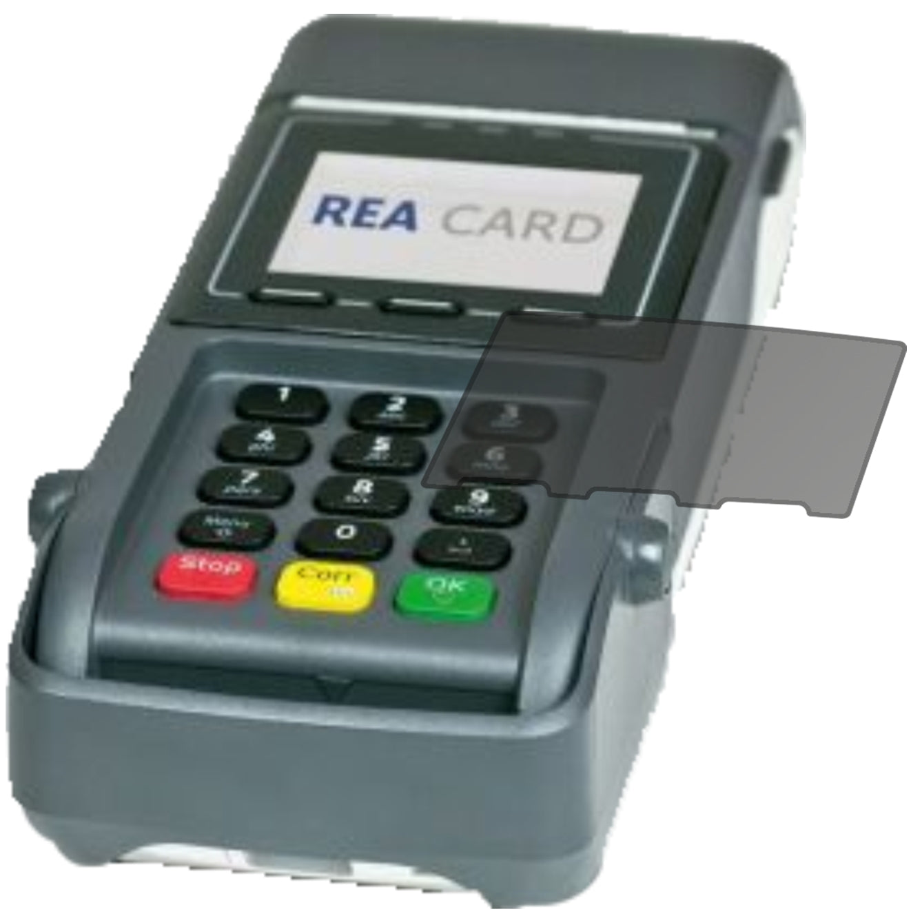 REA CARDT7 flex mit aufgebrachtem dipos Displayschutz, der seitliche Einblicke blockiert