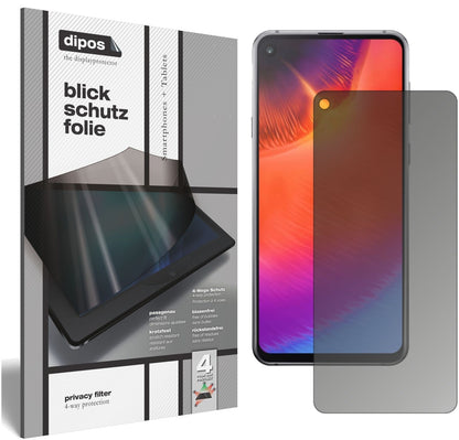 SamsungGalaxy A60 mit aufgebrachtem dipos Displayschutz, der seitliche Einblicke blockiert