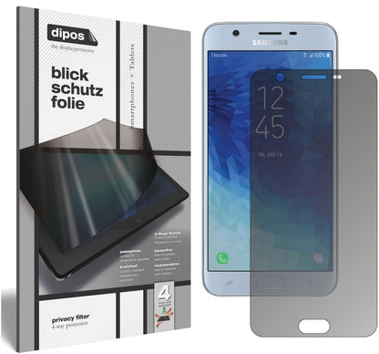SamsungGalaxy J7 Star mit aufgebrachtem dipos Displayschutz, der seitliche Einblicke blockiert