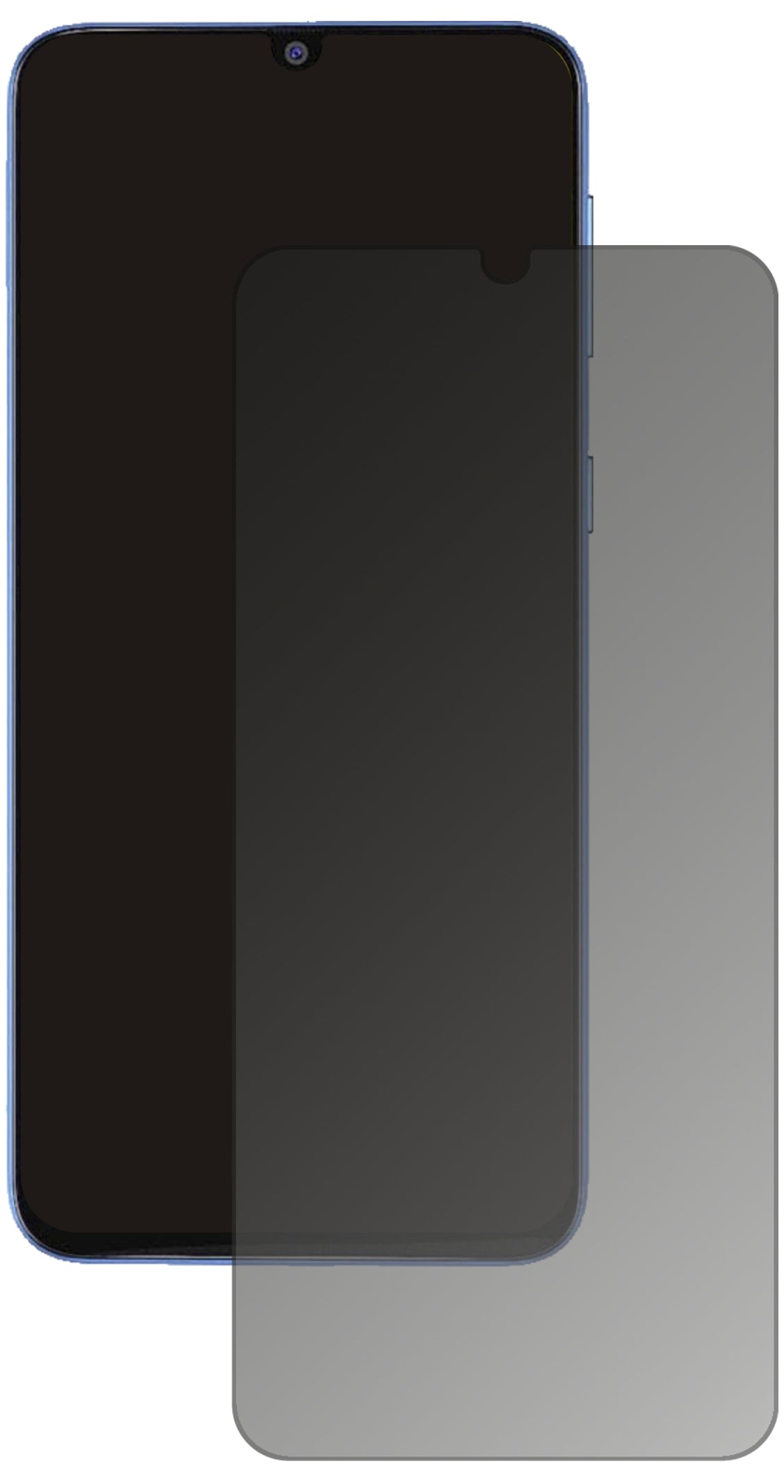 SamsungGalaxy M31 Prime mit aufgebrachtem dipos Displayschutz, der seitliche Einblicke blockiert
