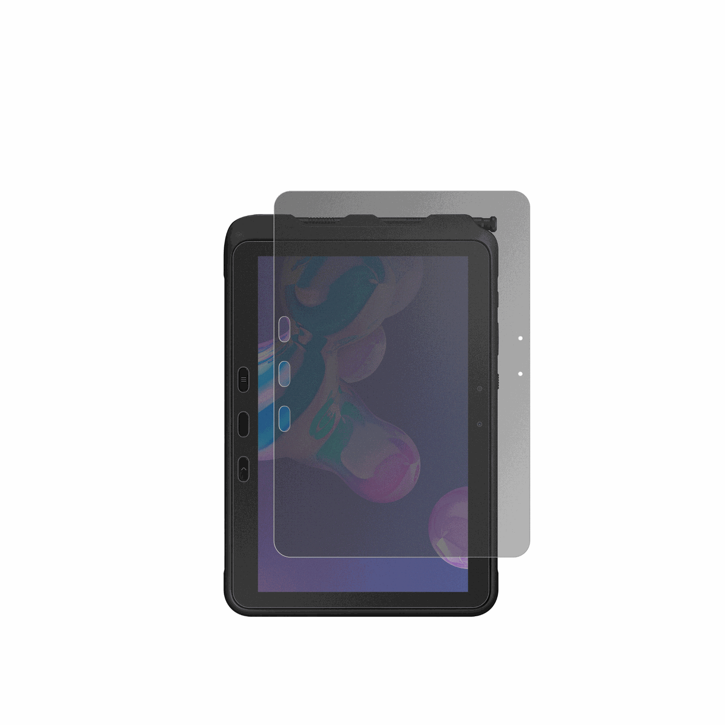 SamsungGalaxy Tab Active 5 Pro mit aufgebrachtem dipos Displayschutz, der seitliche Einblicke blockiert