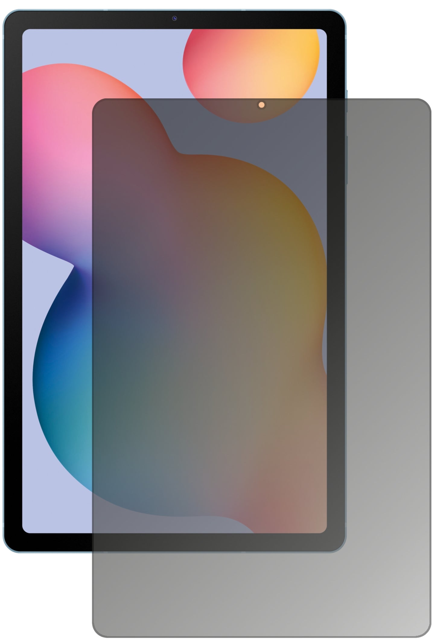 SamsungGalaxy Tab S6 Lite mit aufgebrachtem dipos Displayschutz, der seitliche Einblicke blockiert