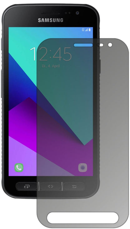 SamsungGalaxy Xcover 4 mit aufgebrachtem dipos Displayschutz, der seitliche Einblicke blockiert