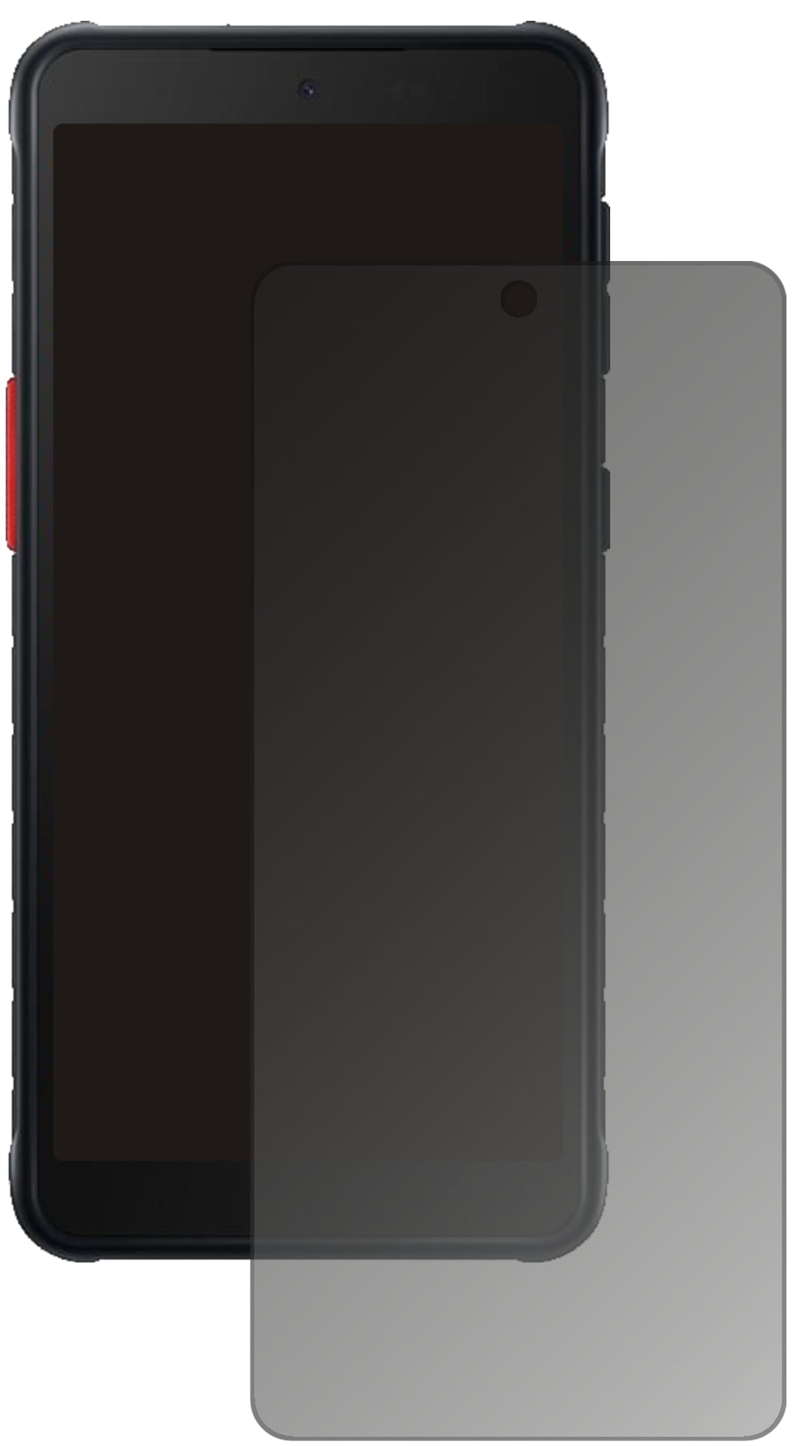 SamsungGalaxy Xcover 5 mit aufgebrachtem dipos Displayschutz, der seitliche Einblicke blockiert