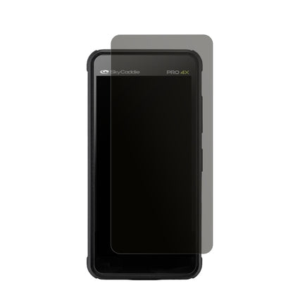 SkyCaddiePro 4X mit aufgebrachtem dipos Displayschutz, der seitliche Einblicke blockiert