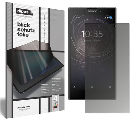 SonyXperia L2 mit aufgebrachtem dipos Displayschutz, der seitliche Einblicke blockiert