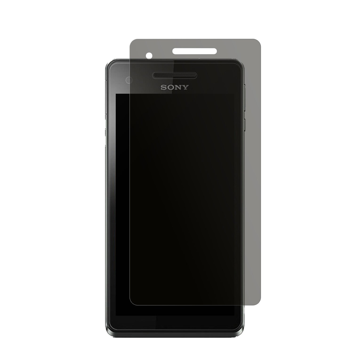 SonyXperia V mit aufgebrachtem dipos Displayschutz, der seitliche Einblicke blockiert