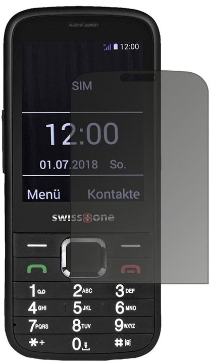 SwisstoneBBM 570 mit aufgebrachtem dipos Displayschutz, der seitliche Einblicke blockiert