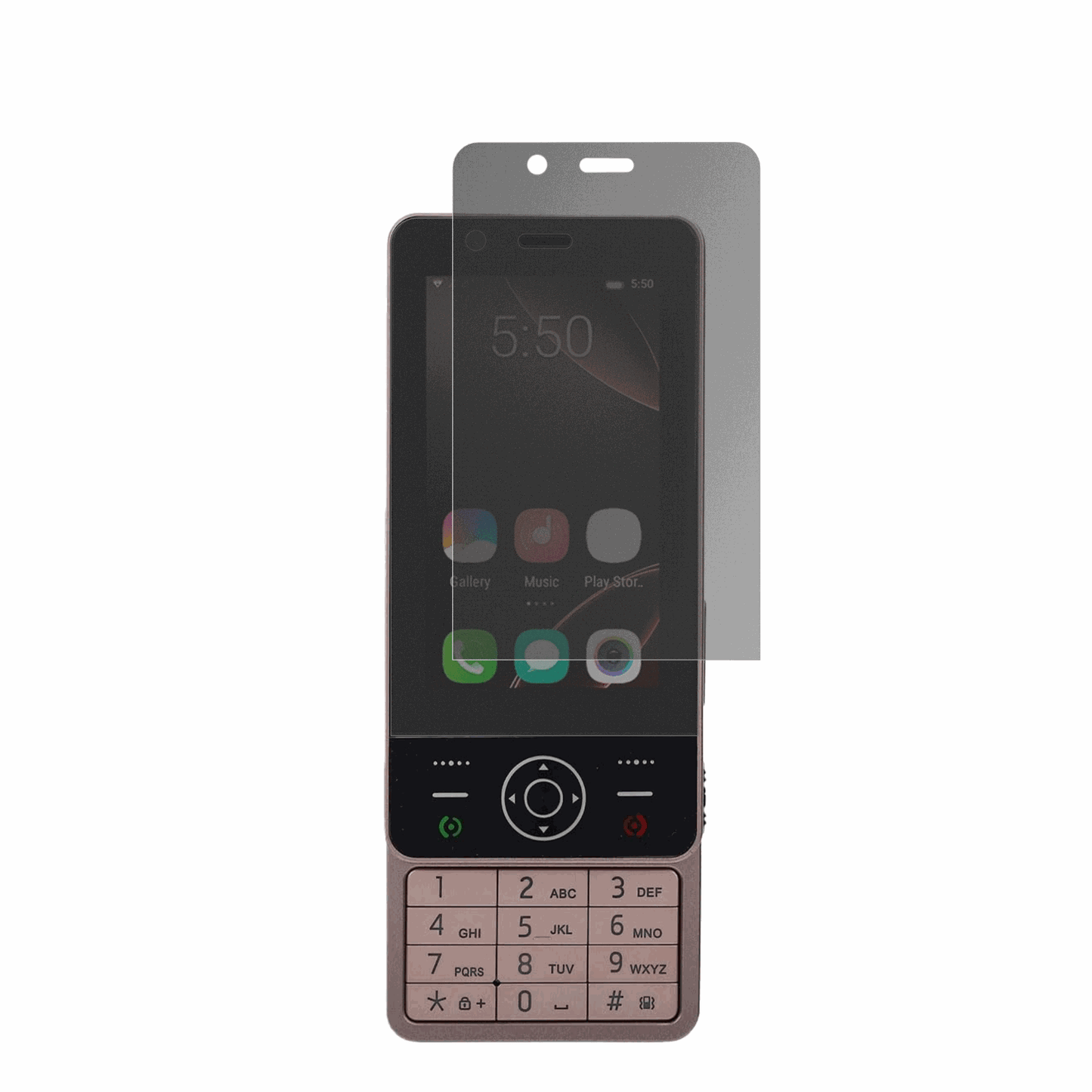 SxhlsellerSlide Phone mit aufgebrachtem dipos Displayschutz, der seitliche Einblicke blockiert