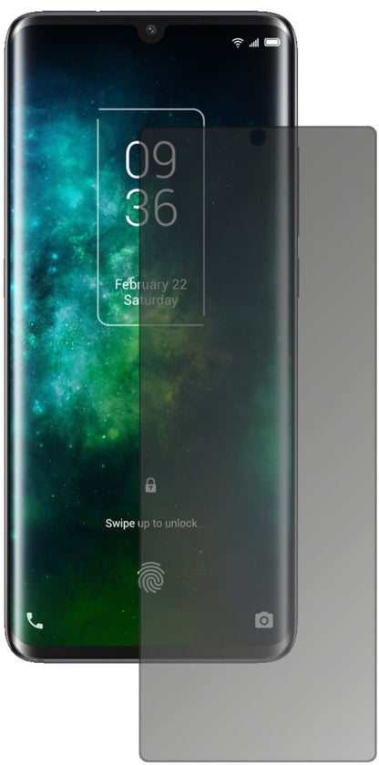 TCL10 Pro mit aufgebrachtem dipos Displayschutz, der seitliche Einblicke blockiert