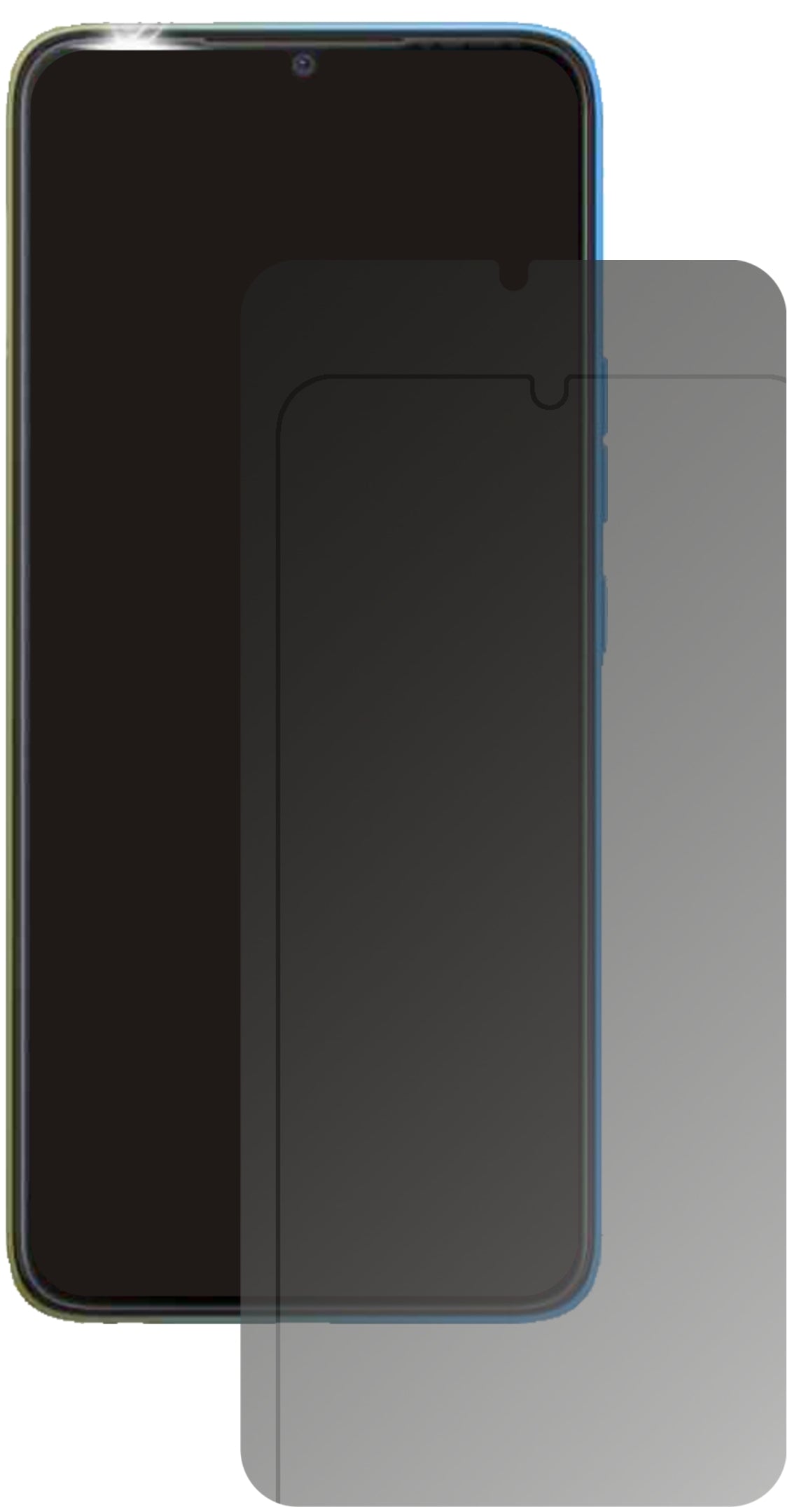 TecnoPop 5 Pro mit aufgebrachtem dipos Displayschutz, der seitliche Einblicke blockiert