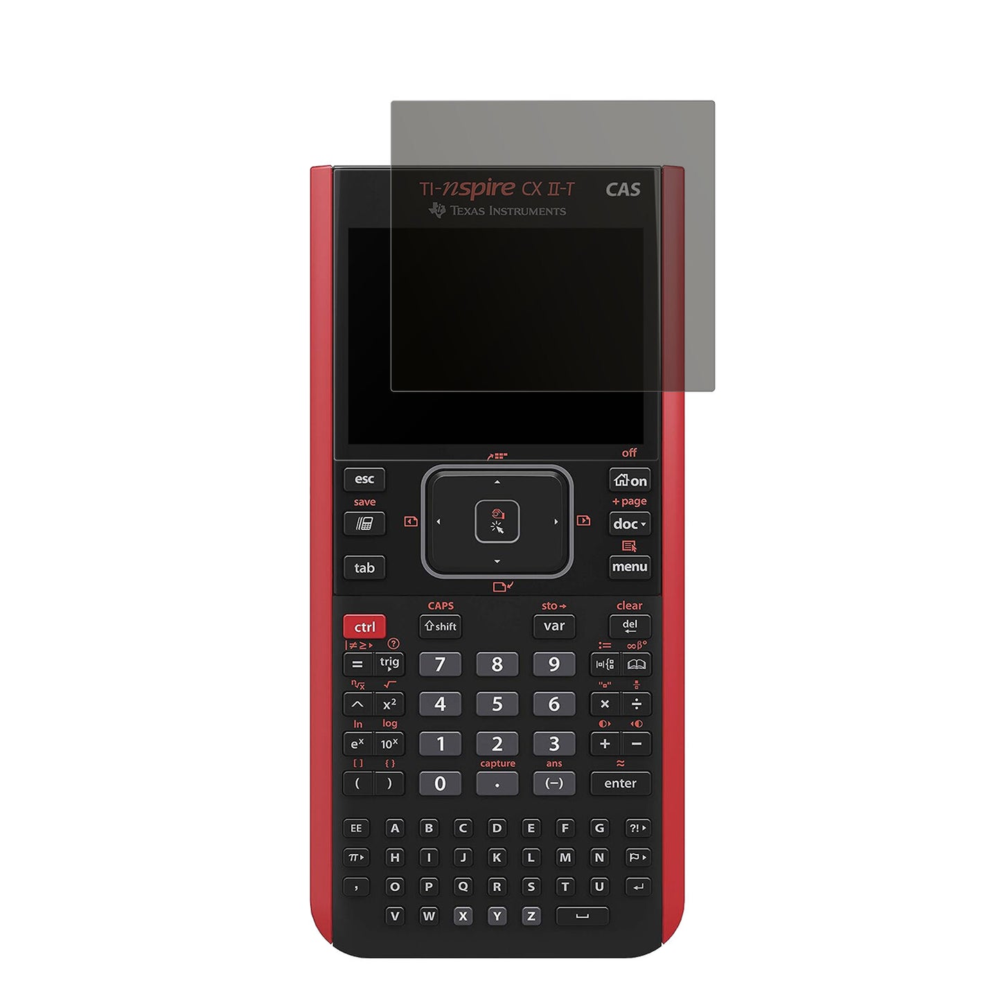 Texas InstrumentsCX CAS II FC TI-Nspire CX II-T CAS mit aufgebrachtem dipos Displayschutz, der seitliche Einblicke blockiert